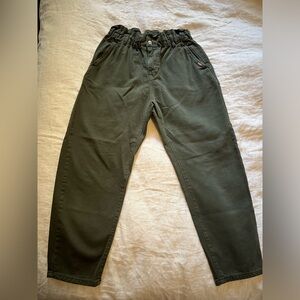 Zara baggy paperbag jeans dark green size 6